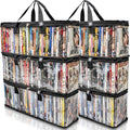 Made Easy Kit Clear View Media Storage Bag for DVDs, VHS & Video Game Cases- Protect Your Collection & Preserve The Quality of Your Cases - Stackable, Space-Saving, Fits 40 (Black DVD, 6-Pack)