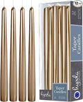 Hyoola Tall Metallic Antique Gold Taper Candles - 12 Inch - Dripless - 12 Pack - 10 Hour Burn Time