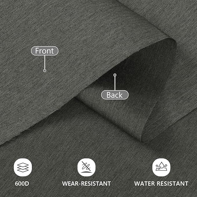 Waterproof Canvas Fabric by The Yard, 58inch 600D Upholstery Fabric Polyester Material Outdoor Water Resistant Material for Sewing Chair Patio Cushion Bag Sofa Seat Repair, 2 Yard Dark Gray