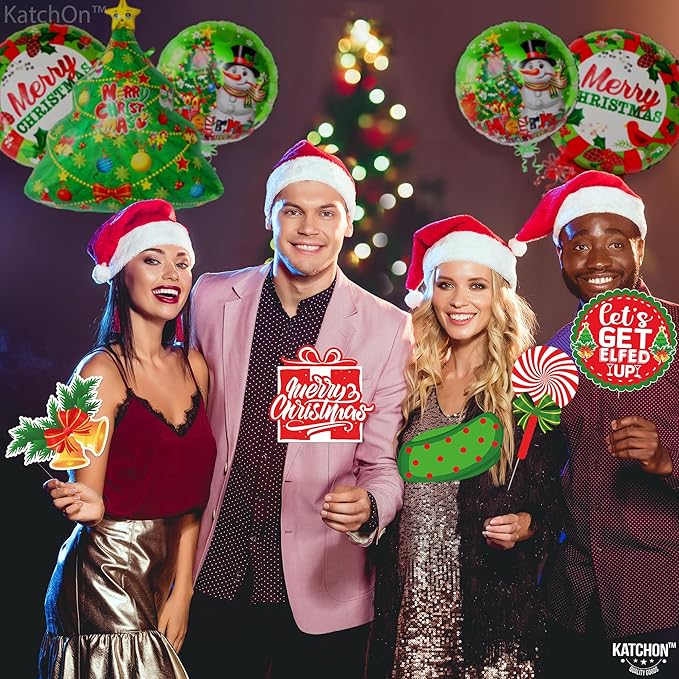 KatchOn, 35 Pcs Huge Christmas Photo Booth Props Kit, DIY | Christmas Decorations Indoor | Holiday Photo Booth Props for Photoshoot Selfie Xmas Decorations | Navidad Decoración