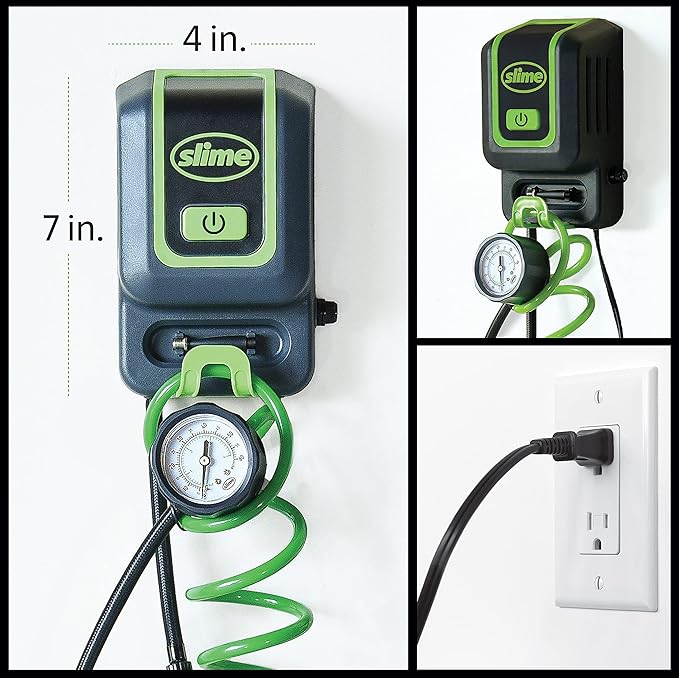Slime 40070 Garage Inflation Station, Wall mounted 120V Infaltor, For cars, bikes, inflatables, sport balls