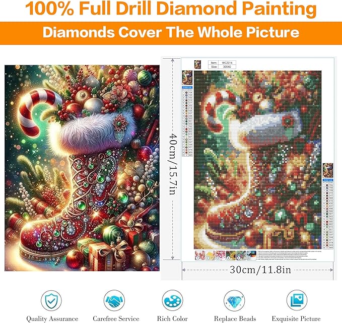 Diamond Art Kits for Adults, Christmas Diamond Painting Kits for Beginners, 5D Full Drill Gem Art Paint with Diamonds Dots Crafts Kits for Home Decor Gift 12x16inch