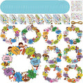 Hollowfly 48 Sets Religious Wreath Craft Kit Bulk Holy Week Wreath Crafts Kit Religious Jesus Ornaments DIY Paper Jesus Craft Decorations with Stickers for Christian Party Activities