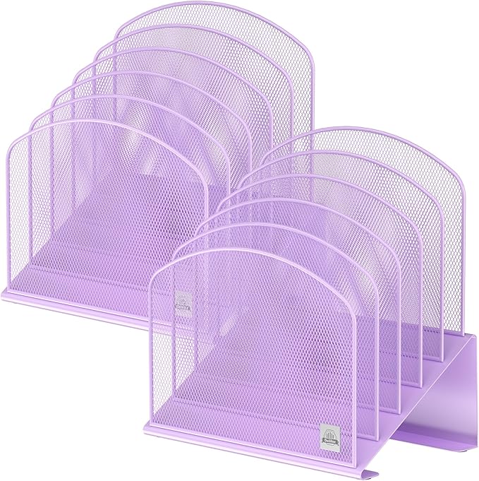 Delifox Inclined Desk File Organizer,Vertical File Folder Holder Stand Metal Rack File Sorter for Office Classroom Desktop Organization
