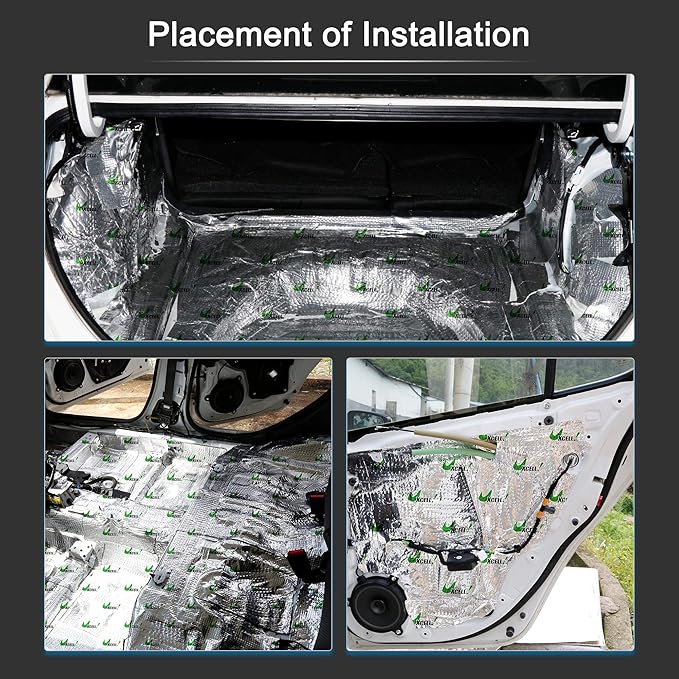 uxcell 17pcs 80mil 18sqft Car Sound Deadener Heat Insulation Mat Butyl Pad Damping Self Adhesive Deadening Material Door Roof Floor Automobile Sound Barrier
