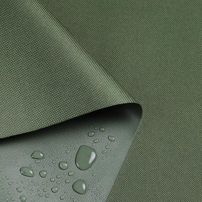 Waterproof Marine Canvas Fabric by The Yard 58" W 600D PVC Backing Water-Resistant Polyester Fabric Upholstery Material for Outdoor Indoor Marine Awning Tent Boat Furniture Cover, 8 Yards Army Green