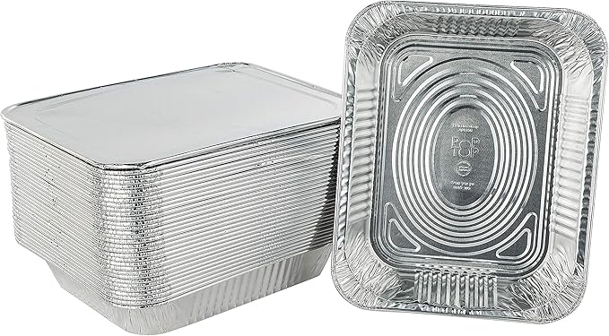 (25 Pack) Disposable Aluminum Foil Half Size Deep 9'' X 13'' (Heavy Duty-38 gauge) Steam Table Pans, With Snap on Foil Lids. For Baking, Storing, Freezing. Home and Restaurant use.