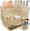 Kitchen Desk Drawer Organizers Storage for Office, Small Acrylic Vanity Trays Makeup Organizer for Drawer Bathroom Plastic Make up Organizers 25 Pcs Clear Champagne