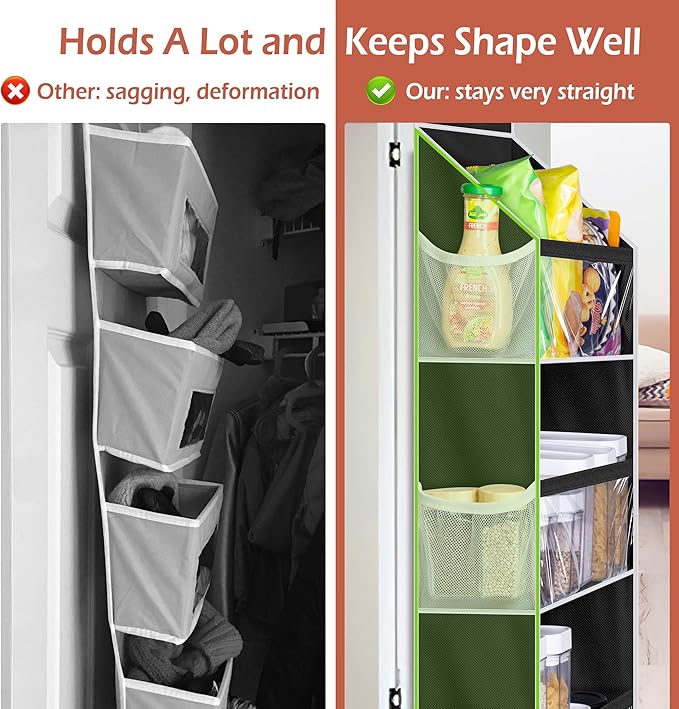 MISSLO Back of Door Storage Organizer Hanging with 6 Large Pockets 12 Side Pockets Closet Door Organizer Baby Organization for Bathroom, Pantry, Bedroom, Nursery, Clothes, Toys, Diapers, Black