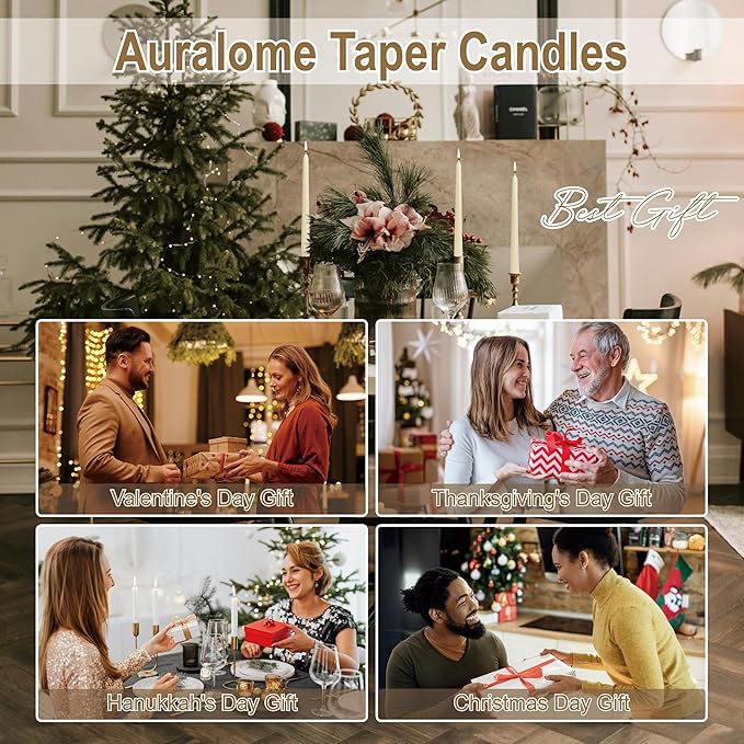 Ivory Taper Candles 10-Inch - Ivory Candlesticks Dripless Long Cream Tapered Candle Tall Unscented Smokeless Slow Burning Paraffin Wax Candle Sticks for Wedding Dinner Home Decor 4 Pack