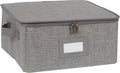 Covermates Keepsakes Zip-Top Storage Box Set, 3 Pack Heavy Duty Polyester Organizer Bins, Stackable Design, ID Window, Reinforced Handles, Closet Home Storage, Grey Heather