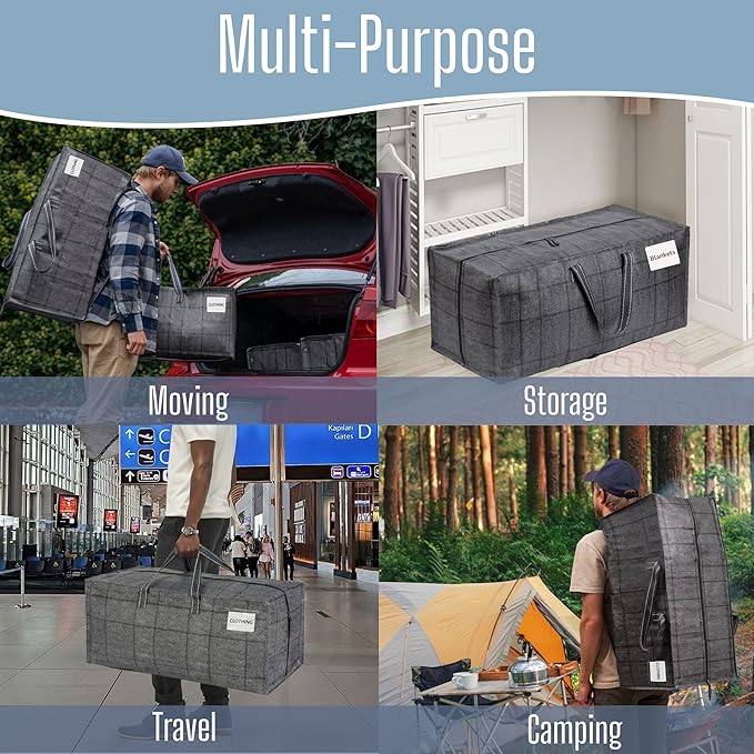 VENO 2 Pack Heavy Duty Moving Bags with Backpack Straps, Zippers & Handles, Extra Large Packing Bags for College Dorm Essentials, Moving Supplies Alternative to Cardboard Moving Boxes