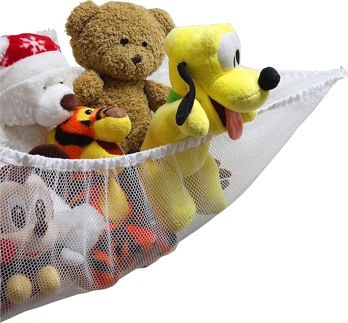 Simple Houseware 2 Pack Stuffed Animal Toy Hammock Net, Corner Wall Storage for Kids Room, White