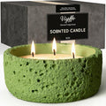 Viyffo 20oz Large Scented Candle – Woodland Breeze, 3 Wick Non Toxic Soy Candles for Women and Men, Elegant Matte Green Ceramic Jar, Luxury Home Fragrance, Elegant Outdoor Décor & Spring Gift