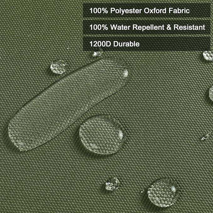 Thickened Waterproof Canvas Fabric by The Yard, 1200D 58" W Outdoor Upholstery Material Heavy Duty Fabric Water Resistant Sewing Material for Chair Patio Cushion Purse Bag, 1 Yard Army Green