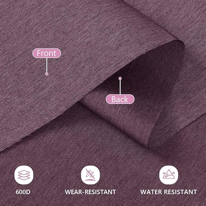 Waterproof Canvas Fabric by The Yard, 58inch 600D Upholstery Fabric Polyester Material Outdoor Water Resistant Material for Sewing Chair Patio Cushion Bag Sofa Seat Repair, 2 Yard Pink Purple