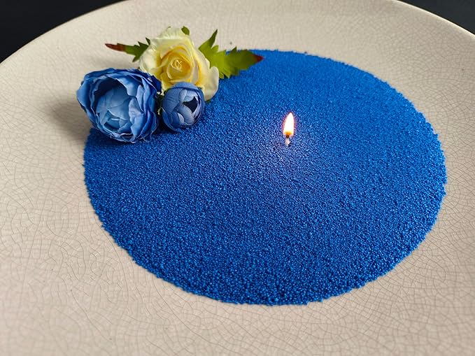 DRMAISON Pearled Candle Wax Sand DIY Kit - 17.6 oz, Sky Blue, Non-Toxic&Smoke-Free, Refillable with 30 Wicks, Long-Lasting Flame, Highly Customizable for Wedding, Party&Holiday Decor