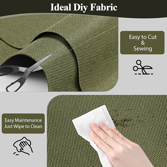 Foreate Waterproof Canvas Fabric by The Yard 600D Fade & UV Resistant Indoor Outdoor Oxford Fabric 58” W Upholstery Polyester Material for Patio Chairs Tent Camping DIY, 1 Yard Army Green
