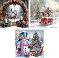Meothan 3 Pack Diamond Art Kits for Adults, Christmas Diamond Painting Kits for Adults, 5D DIY Round Drill Gem Art Paint with Diamonds Dots Crafts Kits for Home Decor Gift 13.8x13.8inch