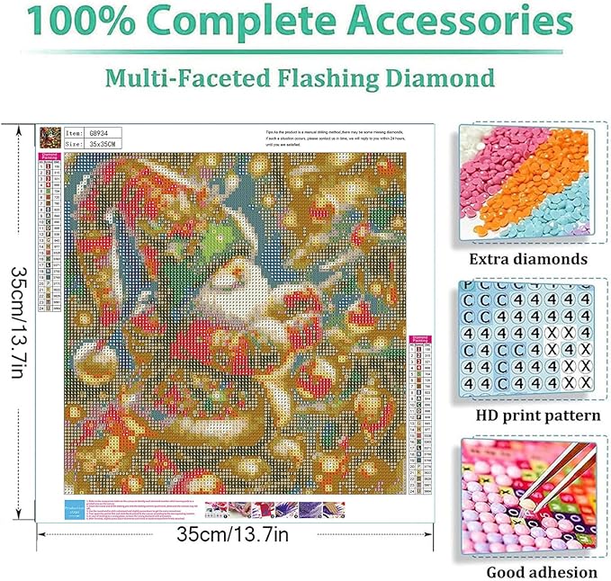 cviokrdu Christmas Diamond Art Kits for Adults, Gnome Diamond Painting Kits for Adults, Christmas Round 5D Gem Painting Kit Arts for DIY Crafts Gift Home Wall Decor 14x14inch