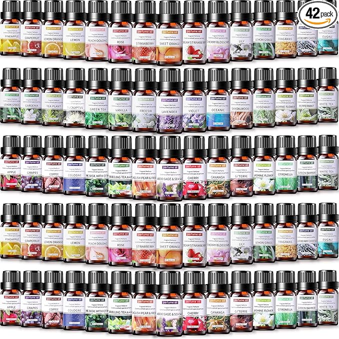 42 Pcs Essential Oil Set for Diffuser 10ml Each Fragrance Oil for Candle Making, Soap Making, Aromatherapy, Humidifiers (Classic)