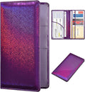 HERRIAT Car Registration and Insurance Card Holder,Glitter Leather Vehicle Glove Box Automobile Documents Paperwork Wallet Case Organizer for ID, Key Contact Information Cards,Men&Women