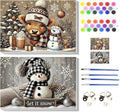 2 pack Christmas Paint by Numbers Kit for Adults Beginner with Framed,Snowman Easy Adult Paint by Number Kits on Canvas DIY Painting for Beginners Art by Numbers for Home Wall Decor 10x12 Inch