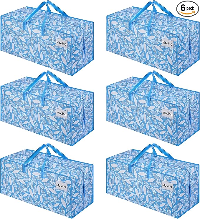 VENO 6 Pack Heavy Duty Moving Bags with Backpack Straps, Zippers & Handles, Extra Large Packing Bags for College Dorm Essentials, Moving Supplies Alternative to Cardboard Moving Boxes