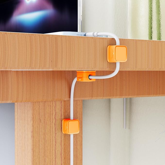 smofish Magnetic Cord Organizer Holder, 6 Pack Desk Cable Clips Management, Hide Phone Charging Cable Keeper, Strong Adhesive Wire Charger Holder for Nightstand, Kitchen Appliances, Office Supplies