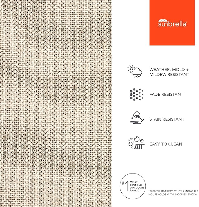 Sunbrella Outdoor Fabric by The Yard | Bliss Sand (Solid) | Official Sunbrella Seller | Indoor or Outdoor Upholstery Fabric for Chairs, Cushions, Drapery, Pillows, Furniture