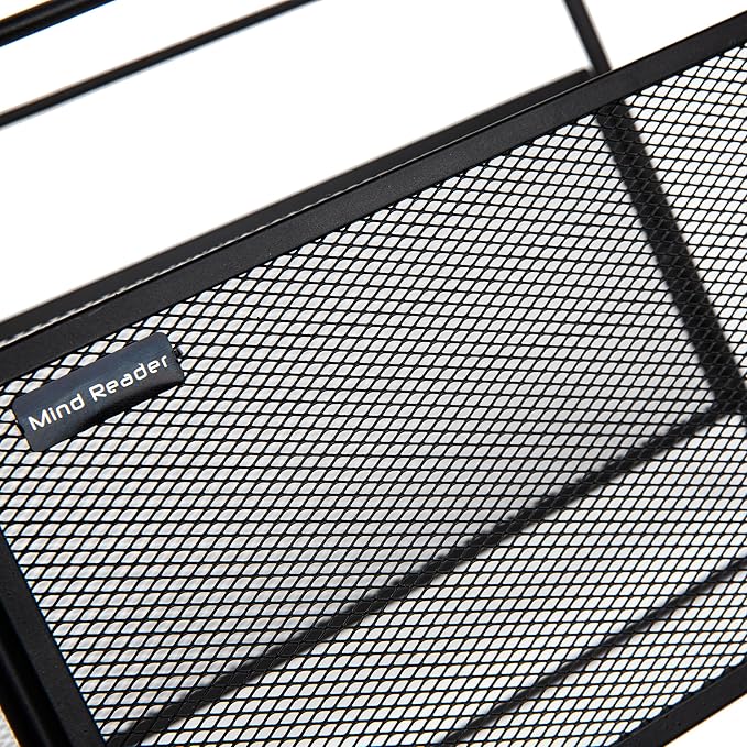 Mind Reader Hanging File Folder Organizer, Desktop Organizer, Storage, Office, Metal Mesh, 13" L x 9.75" W x 10.25" H, Black