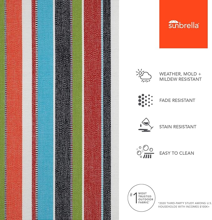 Sunbrella Outdoor Fabric by The Yard | Carousel Confetti (Striped) | Official Sunbrella Seller | Indoor or Outdoor Upholstery Fabric for Chairs, Cushions, Drapery, Pillows, Furniture