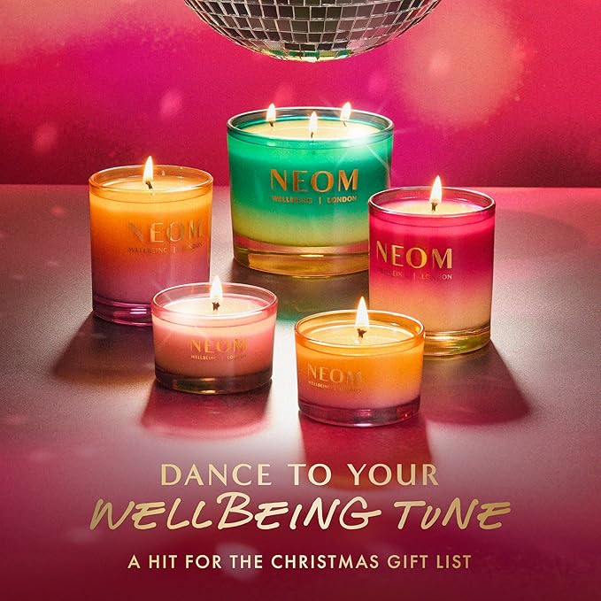 NEOM Sparkling Joy Travel Candle, 1 Wick, 75g I Ginger, Lime and Vetiver I 100% Naturally Derived Wax I 100% Natural Fragrances I Invigorating