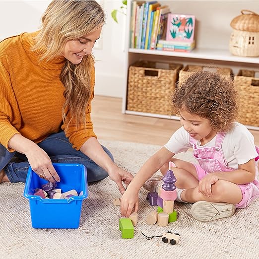 ECR4Kids 10 Cubby Mobile Tray Cabinet and 10 Scoop Front Bins, 5x2, Kids Furniture, Blue