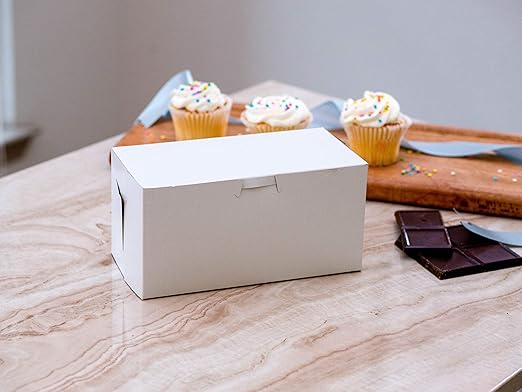 Southern Champion Tray 0904 Premium Clay Coated Kraft Paperboard White Non-Window Lock Corner Bakery Box, 5-1/2" Length x 2-3/4" Width x 4" Height (Case of 250)