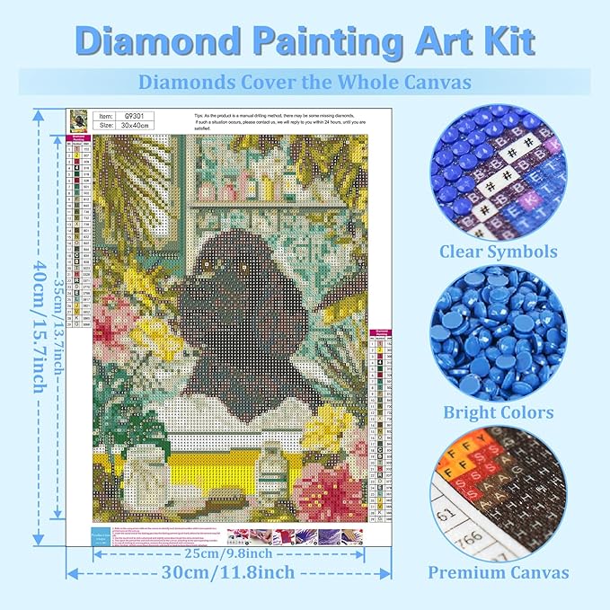 Reivworl Dog Diamond Art Kits for Adults, Dog Diamond Painting Kits, 5D Gem Art Kit for Gifts and Home Interior Decor 12x16 Inch