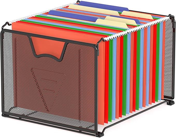 Simple Houseware Mesh Hanging File Folder Organizer, Black