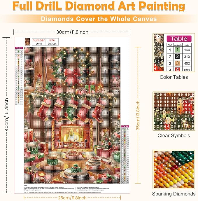 MOGTAA Christmas Socks Diamond Art Kits for Adults, 5D Full Drill Winter Diamond Painting Kits for Adults Beginner, DIY Round Diamond Dots for Adults, Gem Art for Home Wall Decor 12 X 16 Inch