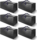 VELVETSURE Heavy Duty Extra Large Moving Bags W/Backpack Straps - Strong Handles & Zippers, Storage Totes For Space Saving, Fold Flat, Alternative to Moving Box and Storage Bin (Set of 6, Black)
