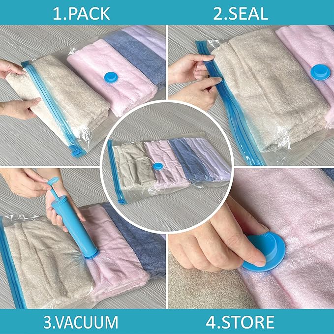 Roomimaster Vacuum Storage Bags, Vacuum Seal Space Saver Bags for Clothing, Travel Lugggage, Carry-on, Blankets, Pillow, Comforters, Bedding, 10 Jumbo