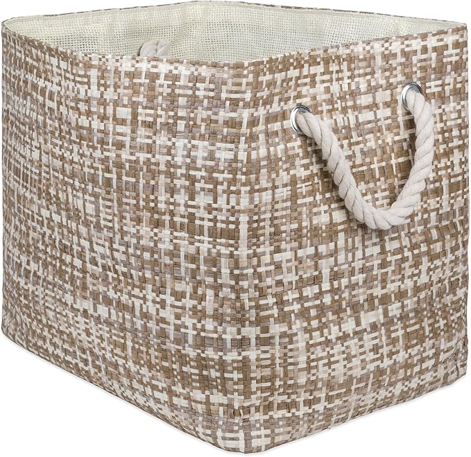 DII Woven Paper Storage Bin, Tweed, Stone, Large