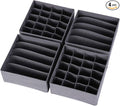 DIOMMELL 4 Pack Foldable Cloth Storage Box Closet Dresser Drawer Organizer Fabric Baskets Bins Containers Divider for Clothes Underwear Bras Socks Lingerie Clothing, Dark Grey 22-0000