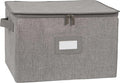 Covermates Cup and Mug Storage Box with Dividers, Stackable Organizer for Coffee Mugs & China Cups, Heavy-Duty Polyester with Handles, Zipper Closure & ID Window, Grey Heather