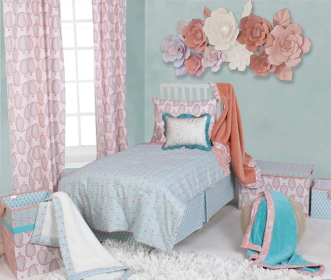 Bacati - Toy Chest Paisley Sophia Coral/Aqua Girls