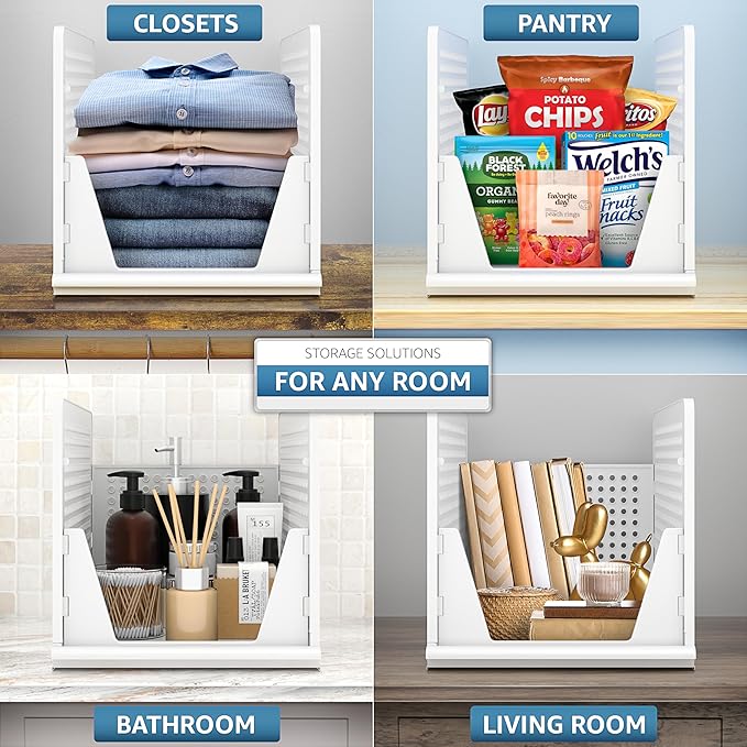 Sorbus Stackable Shelf Organizer Baskets – Plastic Closet Organizer for Clothes, Pantry, Bathroom, Kitchen & Garage – Open Front Storage Bins for Cabinets, Countertops & Under Shelf Organization