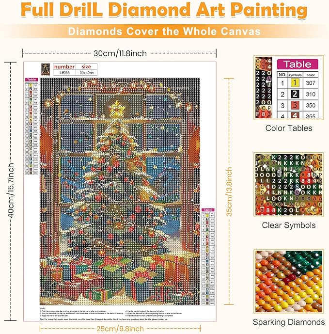 MOGTAA Christmas Tree Diamond Art Kits for Adults, 5D Full Drill Winter Diamond Painting Kits for Adults Beginner, DIY Round Diamond Dots for Adults, Gem Art for Home Wall Decor 12 X 16 Inch