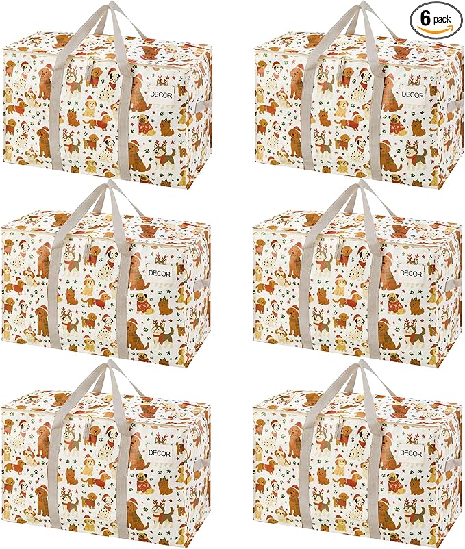 VENO 6 Pack Heavy Duty Moving Bags, Extra Large Storage Bags with Reinforced Handles & Strong Zippers, Foldable & Reusable Moving Box Alternative for Clothes & Dorm Storage