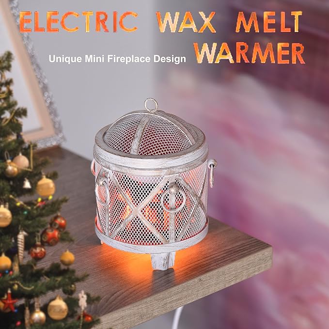 Dicimi Vintage Fireplace Wax Warmer – Electric Warmer with 2/4/8H Timer & Auto Shut-Off, 18W Low Energy, Multifunctional for Scented Wax & Oils, Beverage Warmer, Women's Birthday & Housewarming Gift