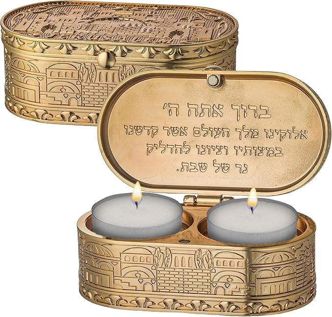 Metal Travel Size Candlesticks with Cover 1.6 * 3.5 Inch Jewish Shabbat Metal Travel Candle Holders…
