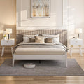 Bme Dinkee Signature Ivory White King Bed Frame Without Headboard - Modern & Minimalist Style with Acacia Wood - 12 Strong Wood Slat Support - Easy Assembly - No Box Spring Needed
